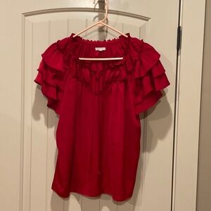 Maurices Vibrant Red Ruffle Blouse